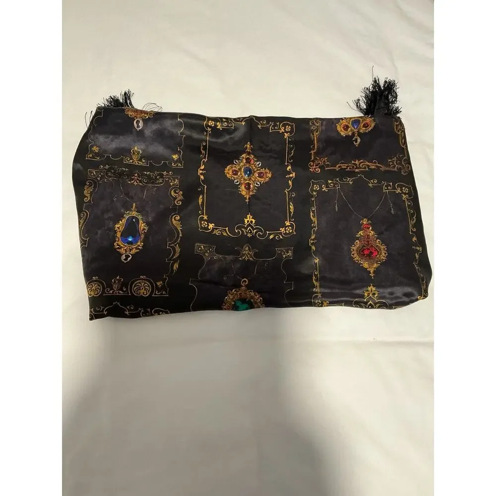 L’Agence Black Silk Jewel Printed Scarf 40”